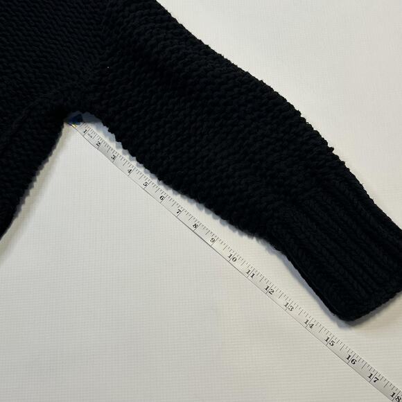 Free People Sweater Womens Medium Black Chunky Knit Turtleneck Pullover Boho - Picture 10 of 12